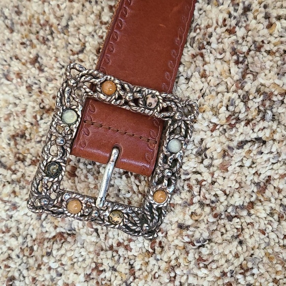 Fossil Leather Belt w/ Stone Embellishments!! - Picture 6 of 10